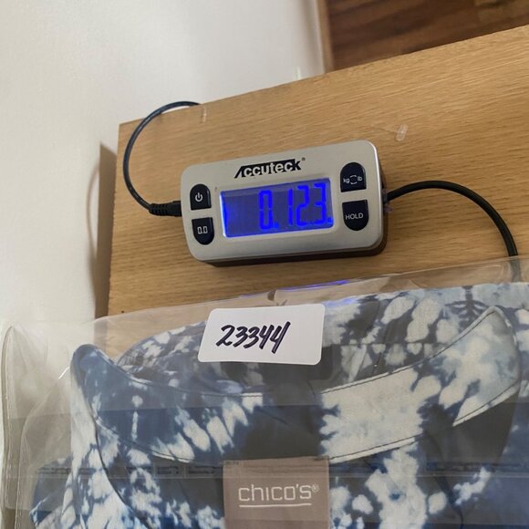 Chicos Dress Womens 1 US Medium Blue Printed Tiered Short Sleeve Notched Neck - Picture 12 of 12